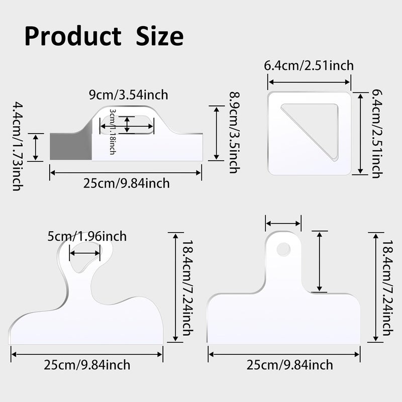 LYMOI Router Templates, 4pcs Acrylic Charcuterie Board Handle Template, Clear Cut Board Thick Handle Template, Angled Curvy Tracing Stencils Cut Guide Tools for Kitchen Woodworking.(Style 3) - Image 2